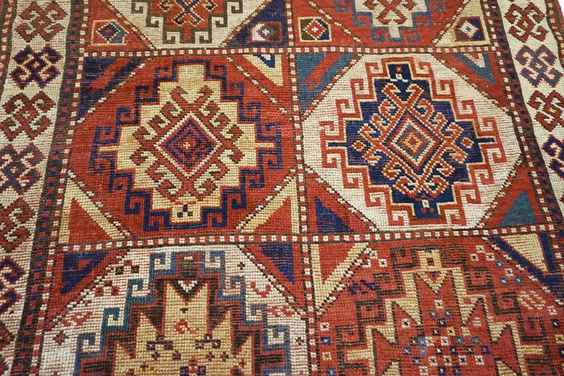3'x6' Antique Red Late 19th Century Tribal Geometric Caucasian Moghan Carpet Rug gallery