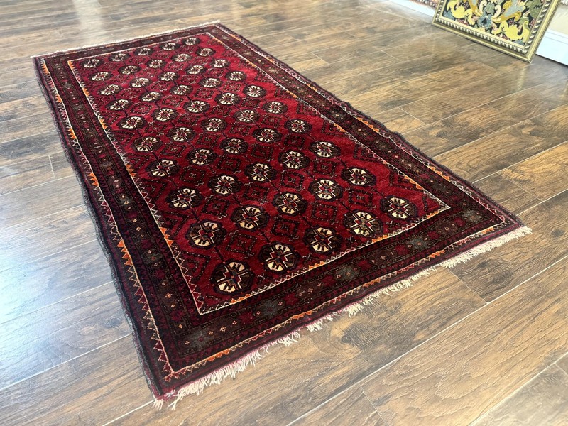 Per'sian Turkoman Tribal Rug 4x8 Handmade Vintage Wool Carpet Red Bohemian Rug gallery