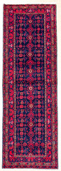 Vintage Hamedan Tribal Hand Knotted Wool Runner 3’6″x12’9″ Oriental Navy Boho