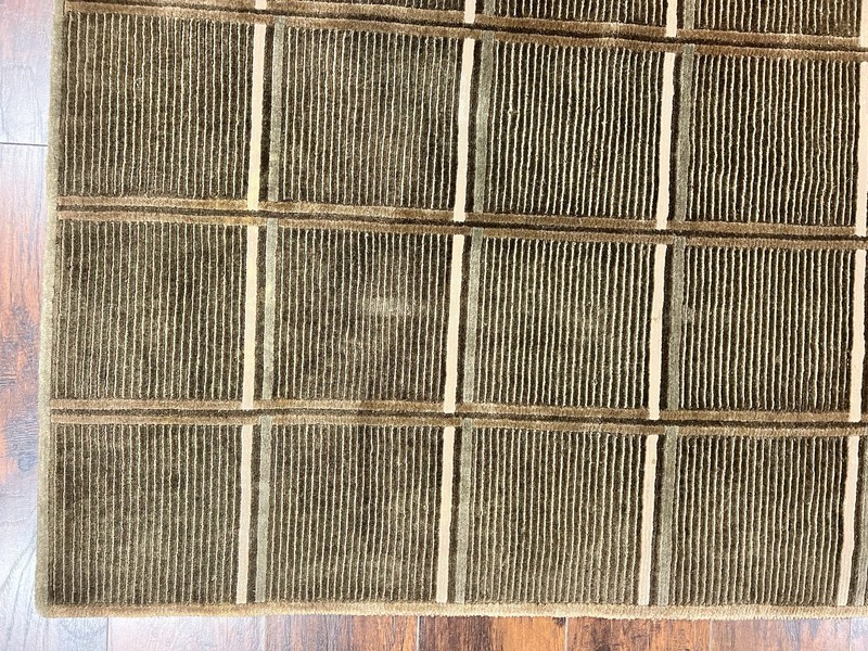 Green Tibetan Rug 4x6 Wool Handmade Panel Design Modern Contemporary Carpet gallery