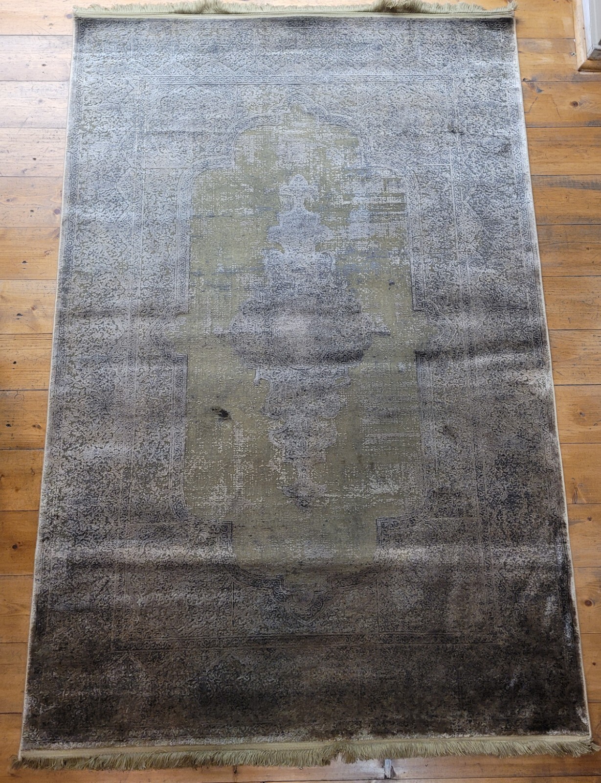 Gray Silk Rug, Modal Silk Rug, Modern, Turkish Silk Rug 47"x71", 120x180cm gallery