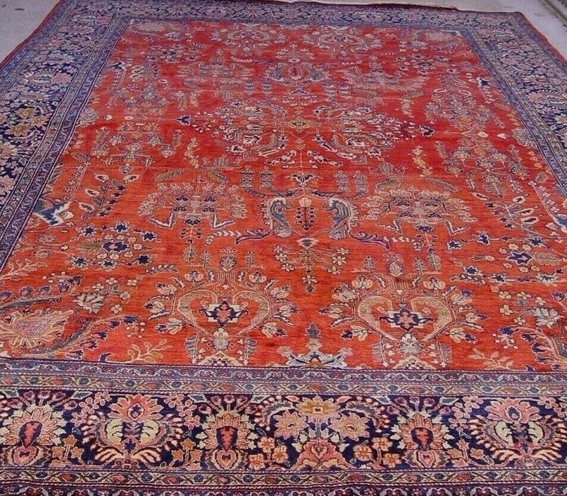 Antique Saroukk Hand-Knotted Wool 9' x 12' Red Oriental Rug Exceptional gallery