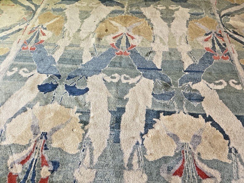 Oriental Rug Vintage Modern Tibetan Signed Art Nouveau Design Handknotted gallery