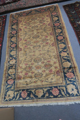 Turkish Anatolian Antique Borlou Giordes Oushak Hand Knotted Wool Rug 4′ x 6’9