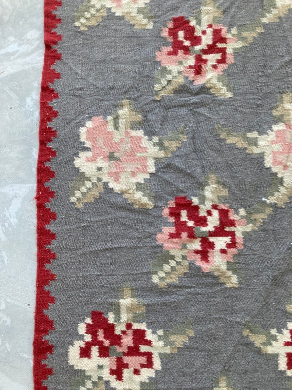 Vintage Traditional Handmade Bessarabian Romanian Wool Kilim Floor Rug 245x74 cm gallery