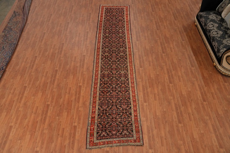 Antique Karabagh Vegetable Dye 16 ft Long Runner Rug Wool Hand-made Carpet 4x16 gallery