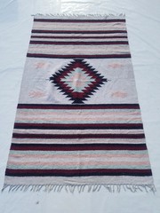 Vintage Traditional Handmade Mexican Serape Wool Multi Kilim 6.3×3.7ft