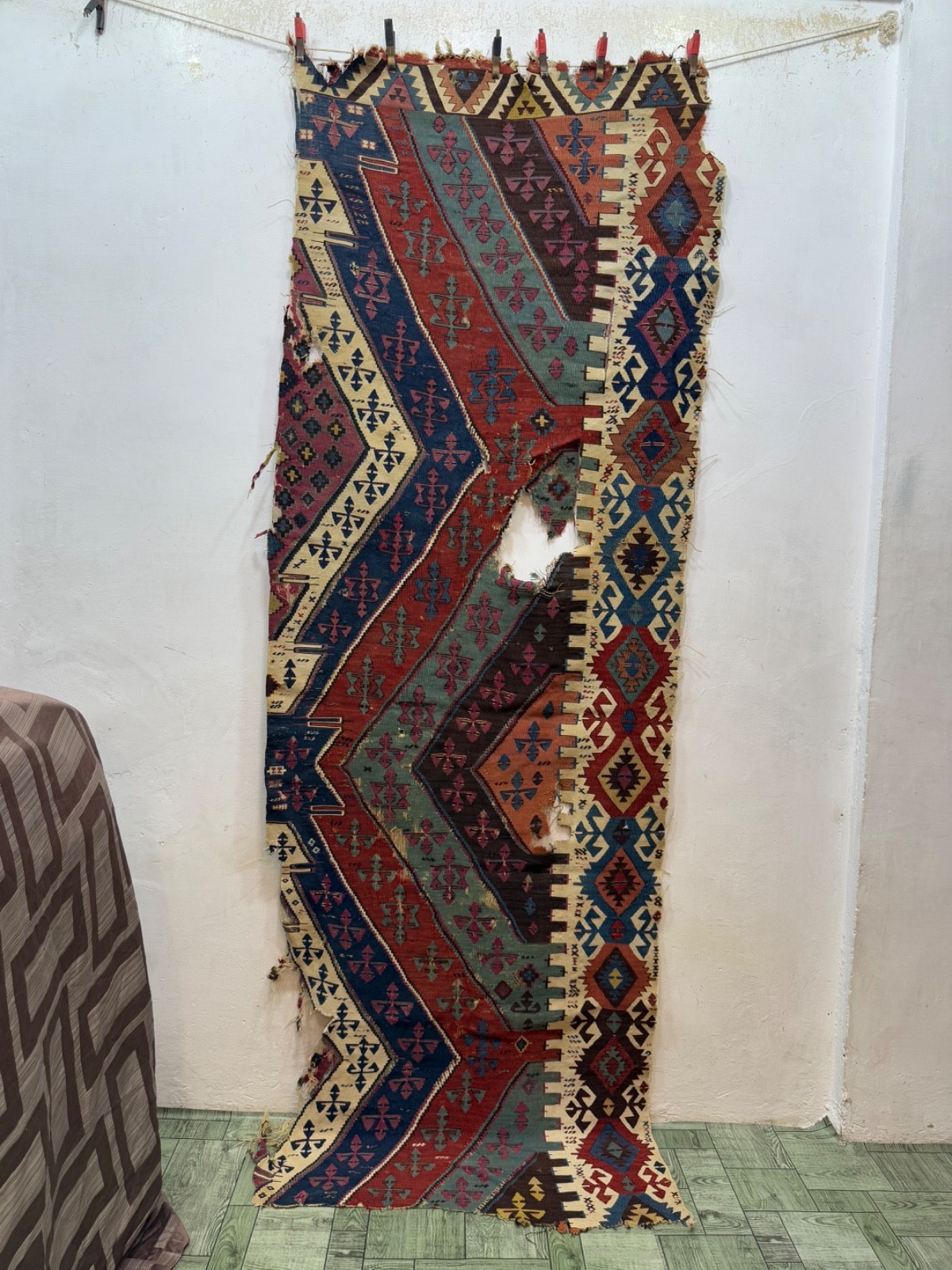Antique Rare Collectible Hand Woven Anatolian Turkey Wool Weaving Kilim Fragment gallery