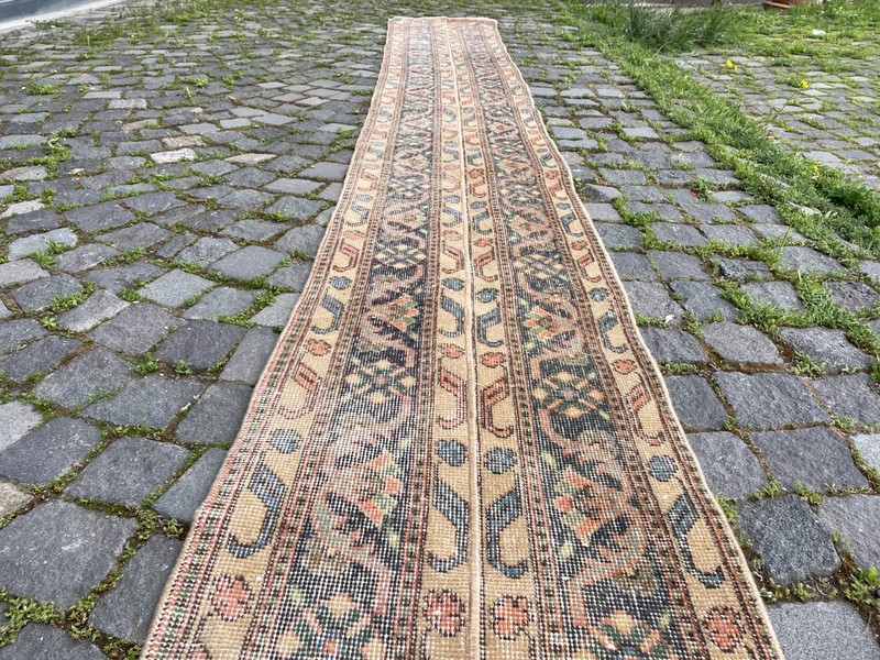 Bohemian Runner Rug, Turkish Vintage Rug, Handmade Wool Rug, 1,6 x 12, ft gallery