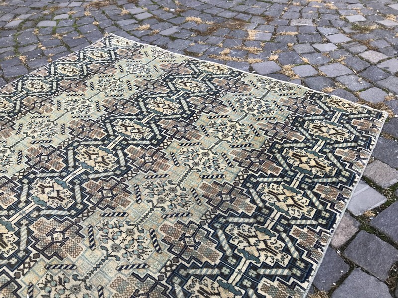 Turkish Antique rug Bohemian Area rug Oushak rug Vintage Rug Handmade Wool rug gallery