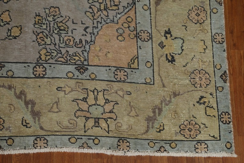 Hand-Knotted Distressed Gray Over-Dyed Area Rug 8x11 Ft Oriental Living Room Rug gallery