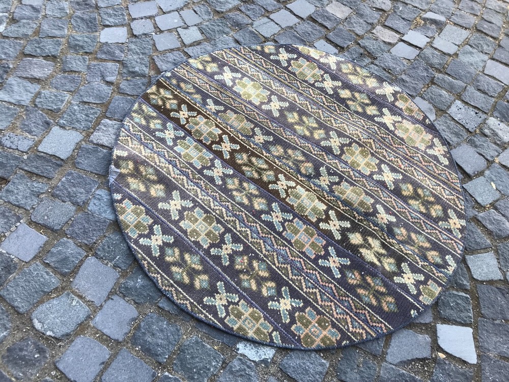 Bohemian Area Rug Handmade Wool Rug Turkish Vintage Traditional Rug 3,8 x 3,8 ft