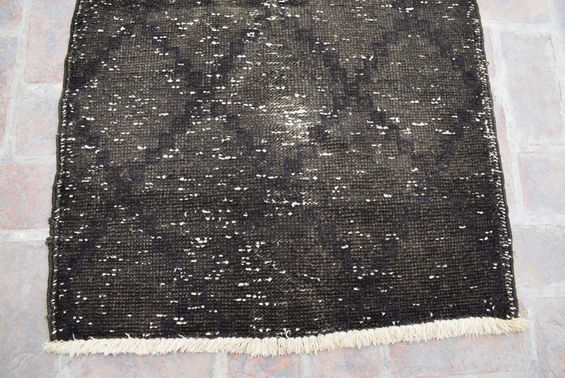 Vintage Moroccan Berber Rug Dark Grey Solid Wool Handmade Small Accent Area Rug gallery
