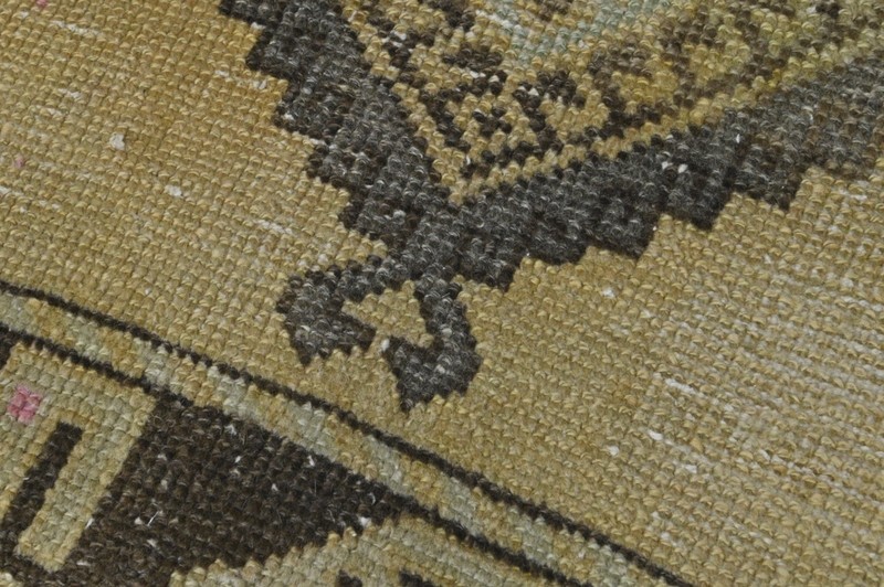 TAN Turkish Oushak Rug 1x4 Vintage Handmade Anatolian Small Doormat Kilim gallery