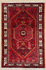 Hand Knotted Zanjan Wool Rug 4×7 Tribal Vintage Red Geometric Oriental Carpet