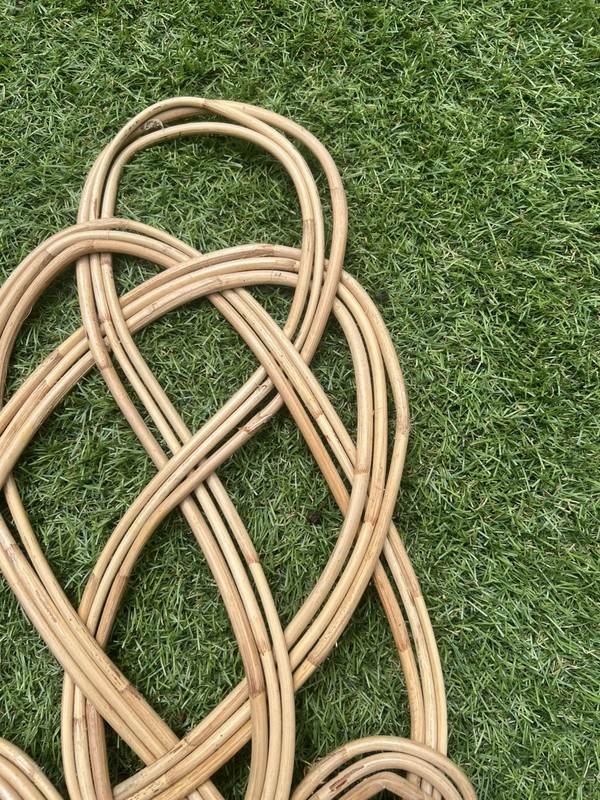 Antique Rustic Wicker Rattan Cane Carpet Beater 50s Decorative Kitchenalia 68cm gallery