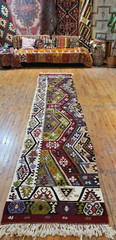 Bohemian 1940s Antique 3x12ft Runner Kilim Rug |Living Room Rug Handmade 3x12ft