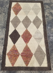 Vintage Handmade Swedish Geometric Wool Kilim Rug 133×73 cm
