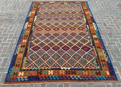 9×12 ft Handwoven Oriental Turkmen Traditional Modern Chobi Geometric Wool Rug