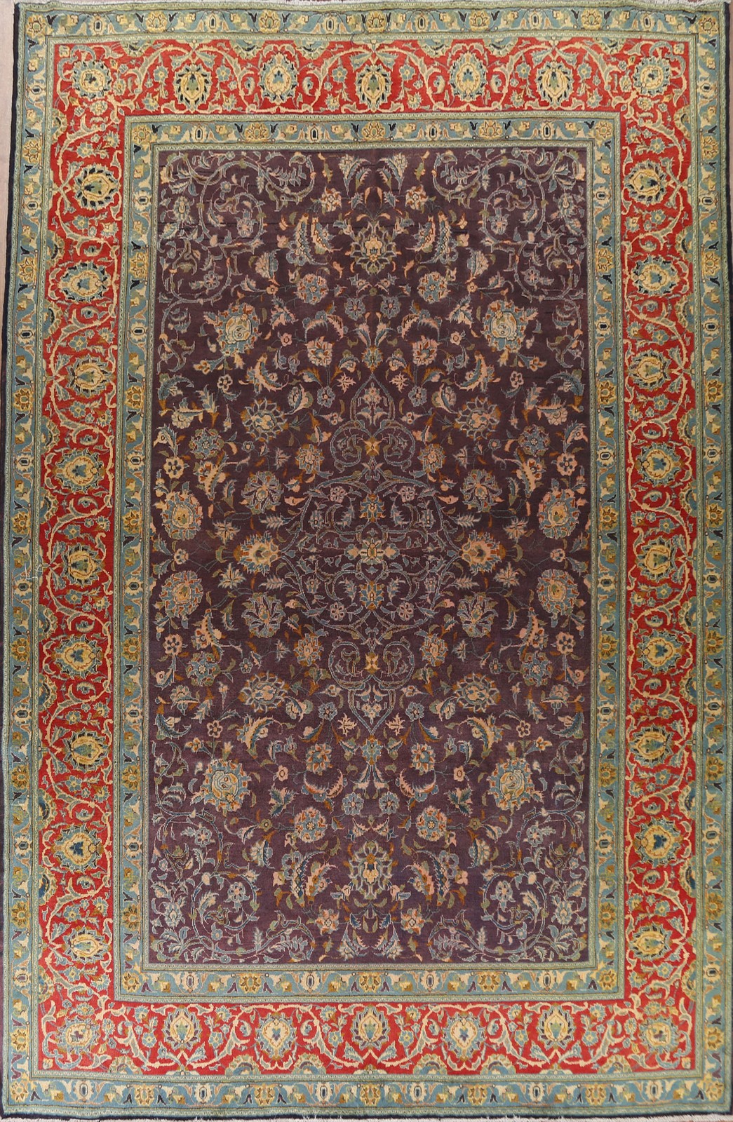 Vintage Floral Handmade Area Rug 8x11 Deep Purple Home Decor Classic Wool Carpet gallery