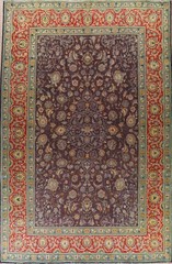 Vintage Floral Handmade Area Rug 8×11 Deep Purple Home Decor Classic Wool Carpet