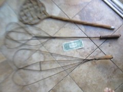 Nice Lot of 3 Nice Wire & Wicker Antique Victorian Carpet Beaters, c.1880