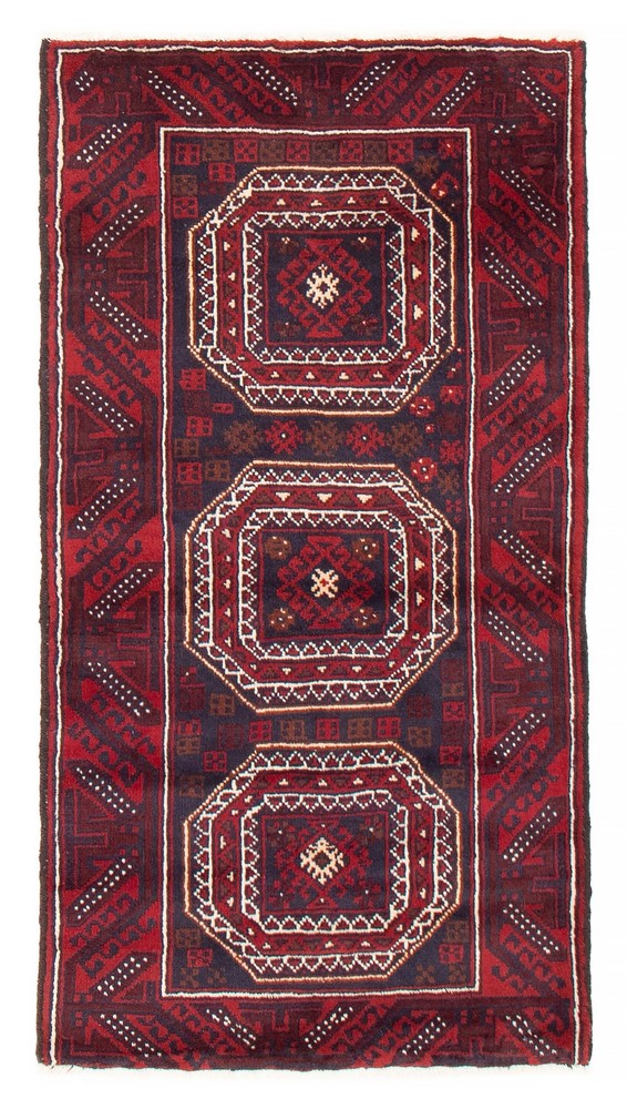 Vintage Geometric Area Rug 3'2" x 5'7" Traditional Hand-Knotted Wool Carpet