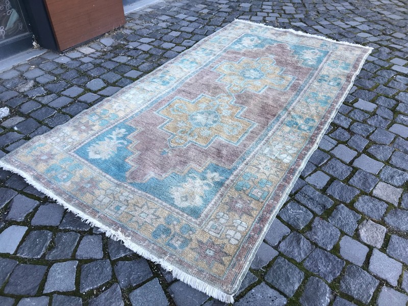 Bohemian Area Rug Handmade Wool Rug Turkish Vintage Traditional Rug Home Decor gallery