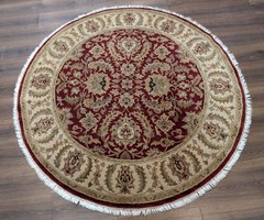 Round Indo Per’sian Mahal Rug 6×6, Burgundy