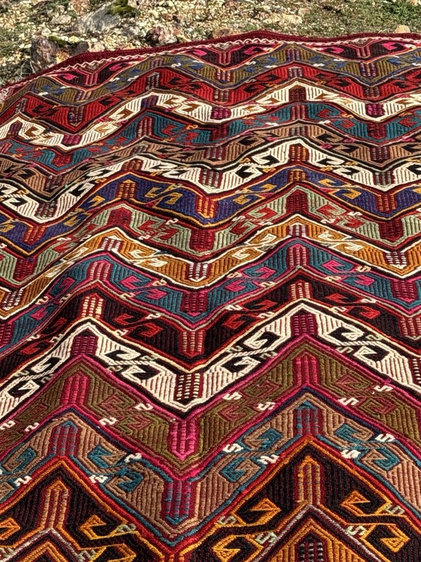 Zili Technique Kilim Rug from Konya, Turkey 80+ years old - 234 cm x 146 cm gallery