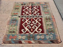 TURKISH KILIM RUG 3×5 GEOMETRIC KILIM AREA RUG WOOL 40″x 62″, 102cm x 157cm