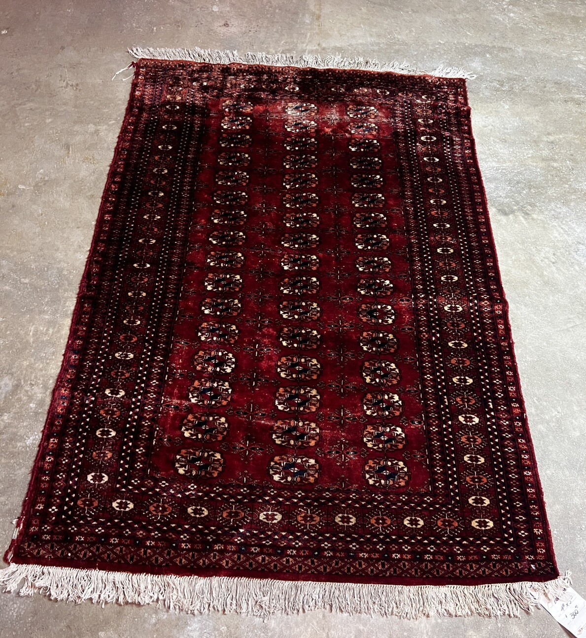 Antique Hand Knotted Oriental Bokahara Rug 4.0x5.1 ft gallery