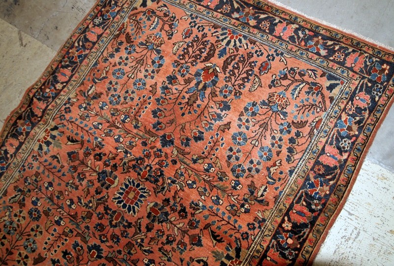 Handmade Antique Oriental Rug 94x158cm Salmon Shade 1920s Wool gallery