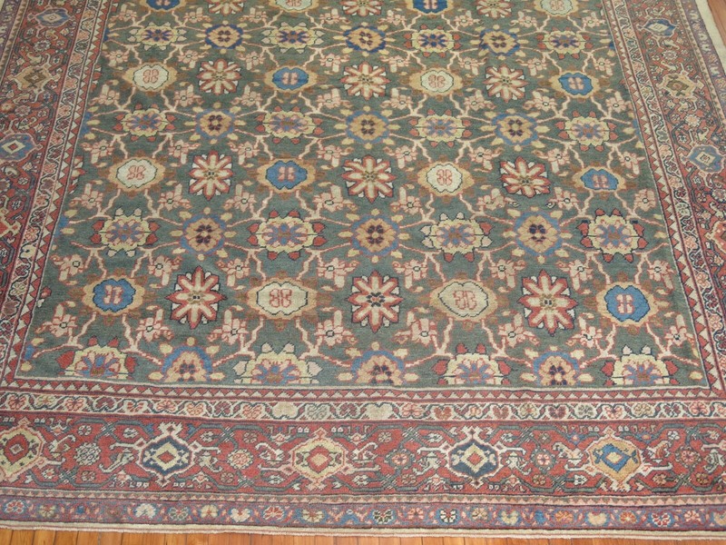Antique Unique Green Mini Khani Mahal Sultanabad Rug 10'x14' gallery