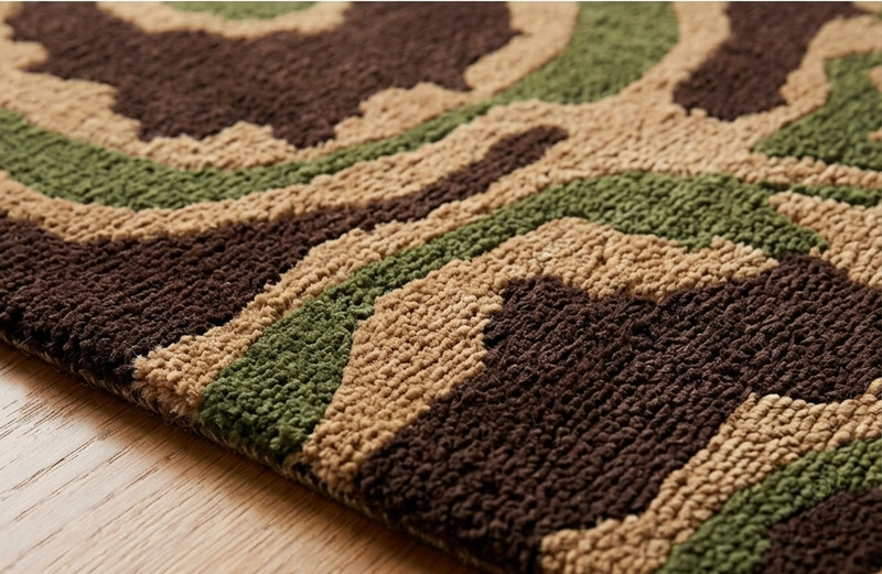 Brown Hand Tufted Spiral Tribal Design Area Rug For Bed Room Wool Carpet 5x8 gallery