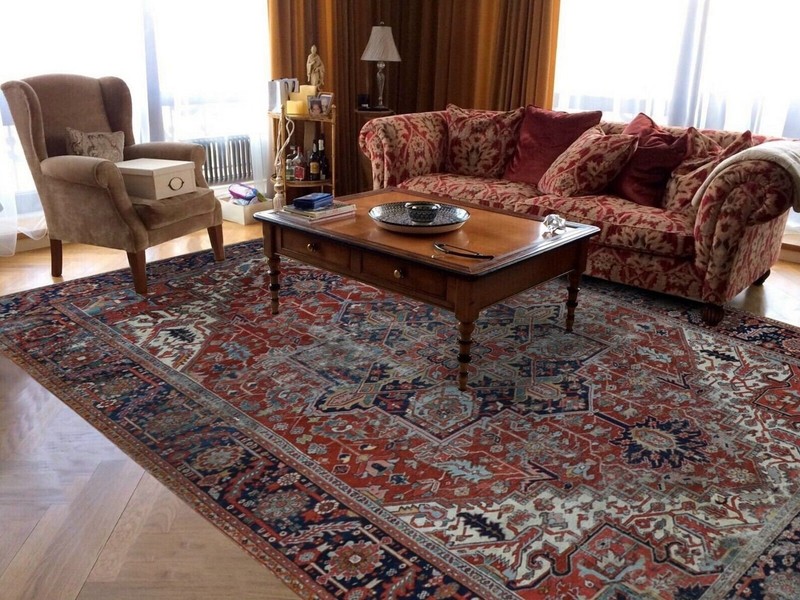 Exquisite Antique 1930-1940's Natural Dye Heriz Collection Rug 8'8''x11'5' gallery