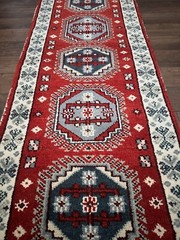 New Small Runner Handmade in India, Geometric Design, 2’x6′ (also sold as pair)