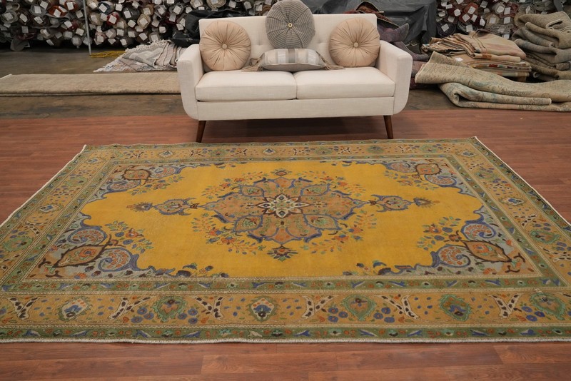Distressed Traditional Wool Vintage Area Rug 7x10 ft Hand-knotted Orange Carpet gallery
