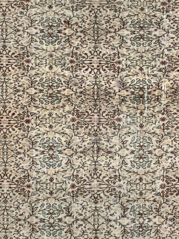 Vintage Square Turkish Rug 245x200 cm, Tribal Wool Carpet Large gallery