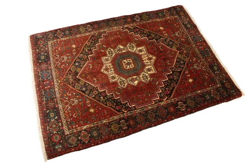 Vintage Bidjar Oriental Rug Geometric Floral Handmade Plush Carpet 3'4X4'9 ft gallery