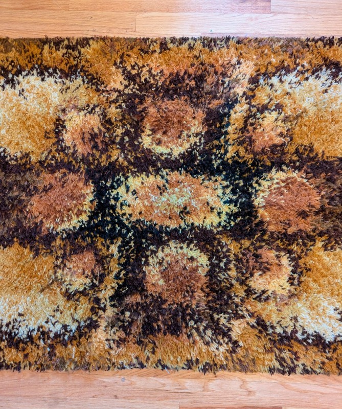 Vintage Scandinvian Mid Century Danish Rya Rug Polish Rug Shaggy Rug 5'x3' gallery
