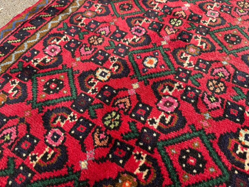 2x13 LONG NARROW ANTIQUE RUNNER RUG handmade handwoven fine wool red clean real gallery