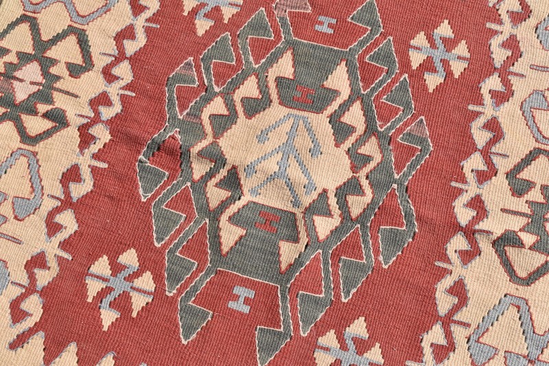 Turkish Kilim 31''x41'' Handwoven Oushak Wool Area Rug Bohemian 79x106cm gallery