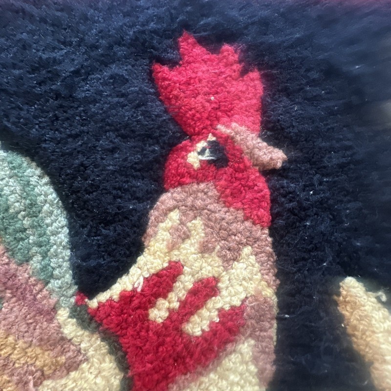 Vintage Hooked Wool Rug Rooster Sunflowers Checkered Border 2x3 #1 gallery