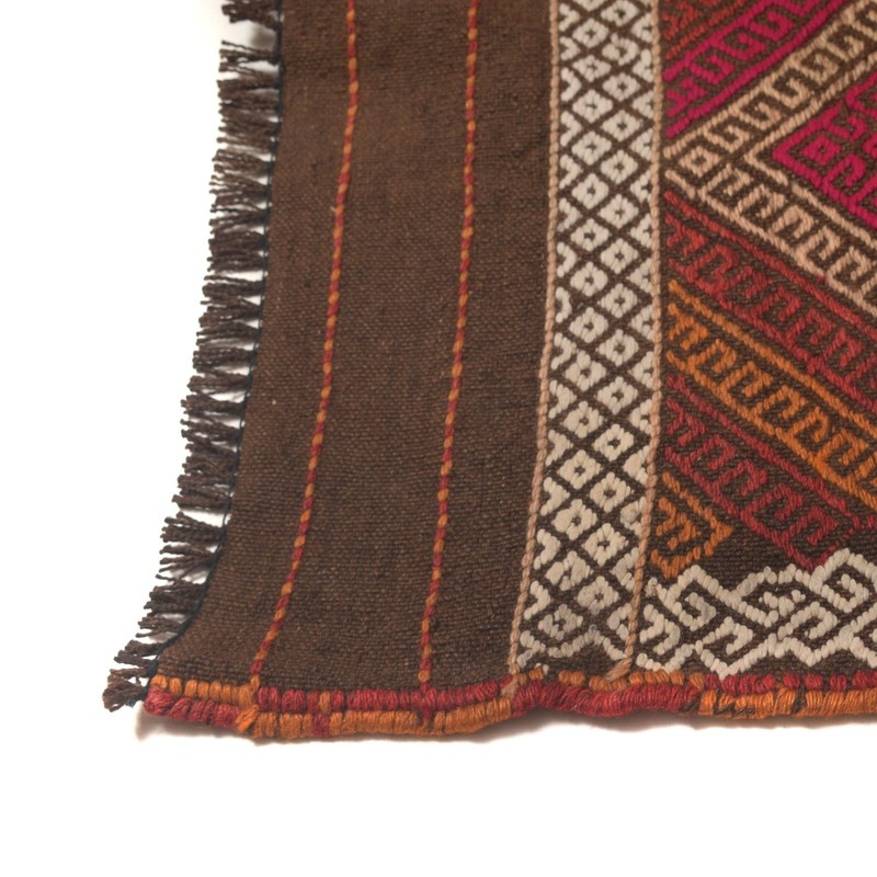 Vintage Handmade Embroidered Runner Carpet Oriental Rug 9.4x2.3ft gallery
