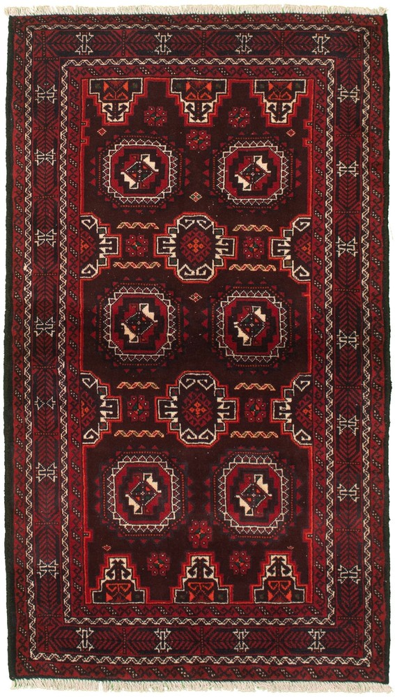 Vintage Geometric Area Rug 3'7" x 6'7" Traditional Hand-Knotted Wool Carpet