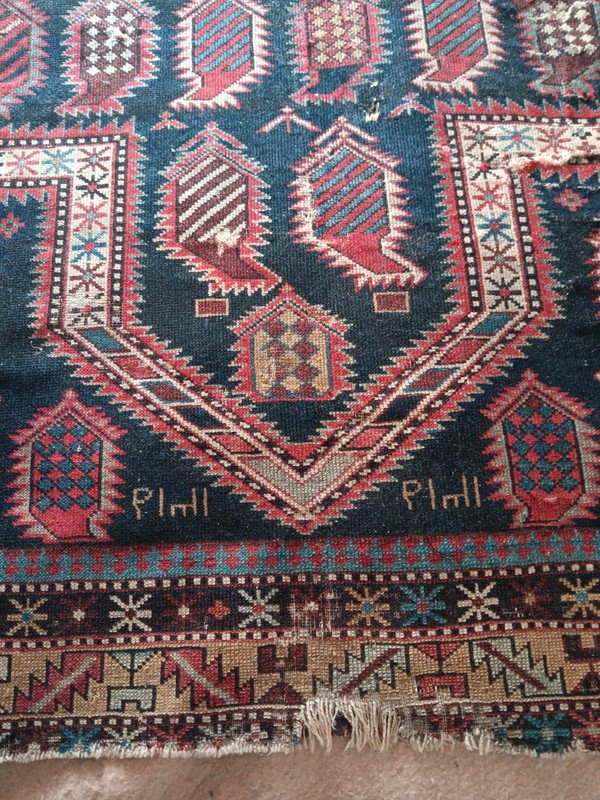 Caucasian Marasali VINTAGE 1900s Hand Knotted SIGNED 47 x 51 Wool Prayer Rug gallery