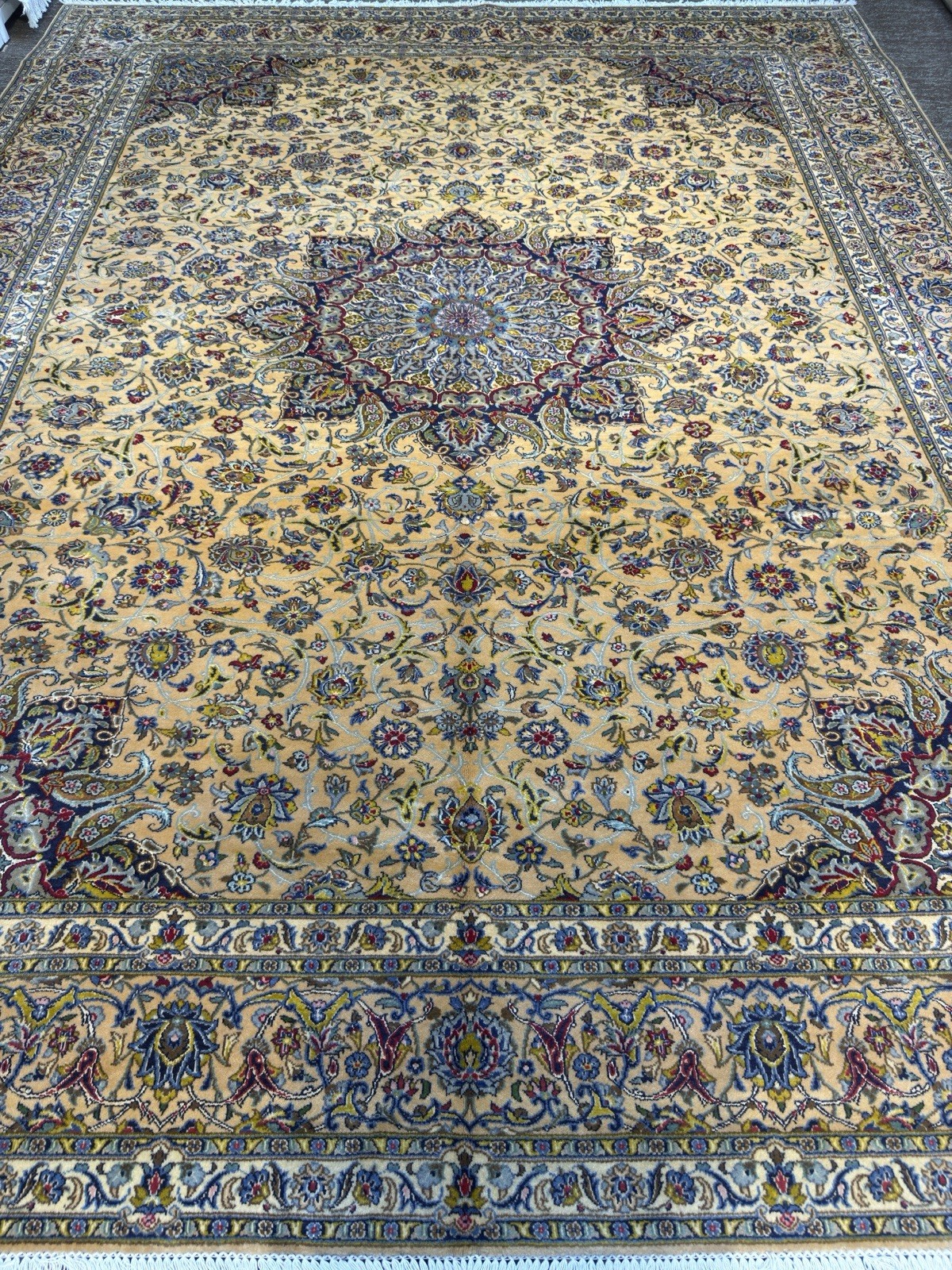 Handmade Silk & Wool Rug 10x13 Ft Fine Hand Knotted Oriental Carpet Used gallery