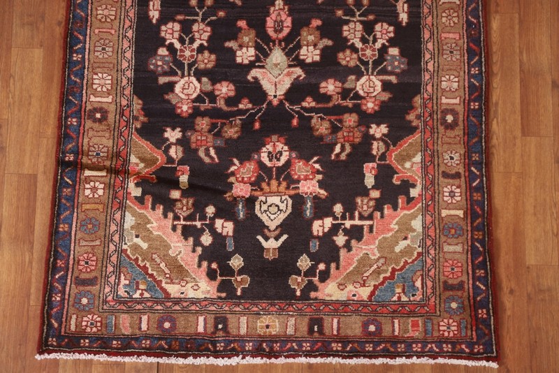 Vintage Floral Dark Brown Wool Lilihan Runner Rug 4x10 Hand-knotted Carpet gallery