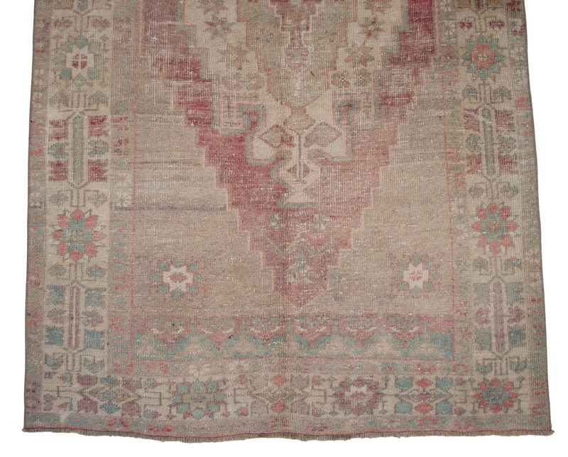 4x7 Rug Vintage Hand Made Distressed Area Rug Low Pile Oushak Rug 3′9″ x 6′8″ gallery